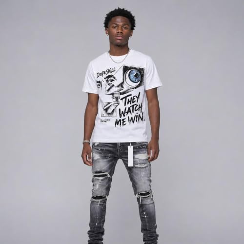 Image of DopeSkill Graphic Tee Streetwear Hip Hop Hypebeast Unisex T-Shirt Sneaker Colour Matching Shirts Rapper Mouth