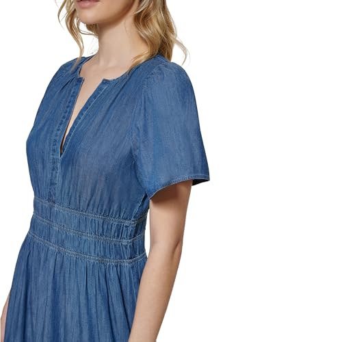 Tommy Hilfiger Women's Short Sleeve V-Neck Tiered Midi Dress4