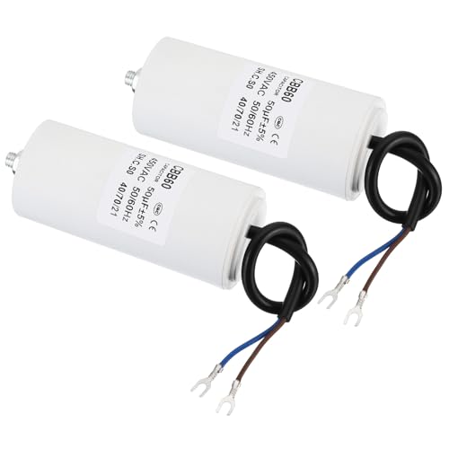 YOKIVE 2 Piezas Capacitor CBB60 50uF Con Terminales En U, AC 450V (Blanco)