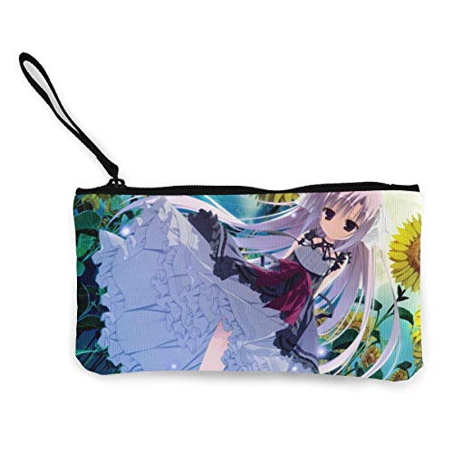 Preisvergleich Produktbild Suower Cute Lange Haare Anime Girl Cash Coin Geldbörsen Canvas Reißverschluss Make Up Beutel Mit Wristlet Strap Handy Geldbörse