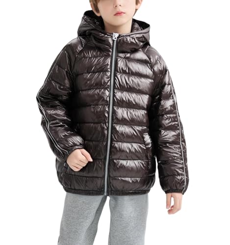 Teenage Boys' Lightweight Hooded Down Jacket - Warm, Waterproof, and Windproof Winter Coat for Kids