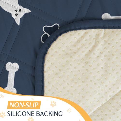 Image of 2 Pieces Dog Pee Pads - Navy Washable Dog Rugs Non-Slip Dark Blue Puppy Pads for Small Dogs, Water Absorb Training Pads
