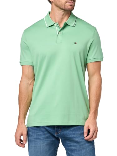 Image of Tommy Hilfiger Men's Short Sleeve Casual Polo Shirts in Slim Fit with Liquid Cotton and Cuff Designs