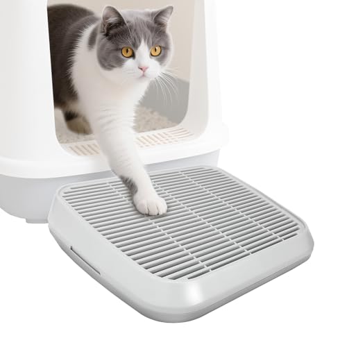 Midollarle Cat Ramp for Litter Box Cat Pedal Step Stool with Filter Function Double Layered Cats Litter Trapper Washable Easy Cleaning Kitty Litter Mat Suitable for Small & Elderly Cats(Grey)
