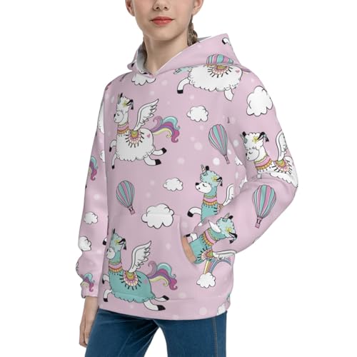 Llama Unicorn and Rainbow Kid Hoodies Boys Sweatshirts Girls Pullover with Pocket2