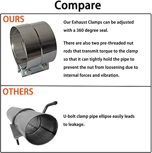 Image of 4 Inch Lap Joint Exhaust Pipe Muffler Clamp Band - 304 Stainless Steel (4 Pack)