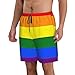 Men & Boys Fit Swim Trunks for Beach Athletic Hiking Quick Dry Drawstring Essentials Half Pants with Pockets Lining, Beachwear LGBT Pride Rainbow Flag Fashion Swim Trunks