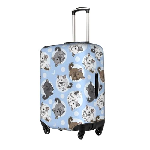 Luggage Suitcase Cover Protector, Printed Blue Chinchillas And Moon Luggage Covers for Suitcase, Baggage Covers Fits 18-32 Inch Luggage2