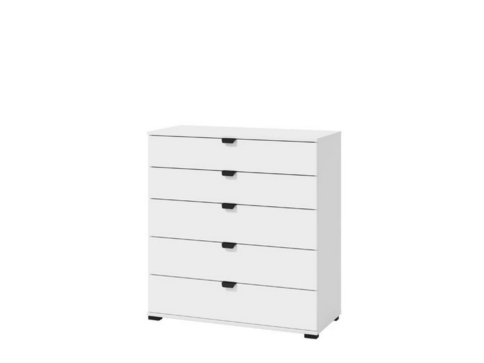 Dmora Cassettiera Chikeha 90x40x95h cm Bianco 5 Cassetti Apertura Scorrevole, Chiusura Scorrevole