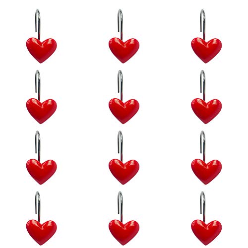 Twofishes LB-OX8Y-KV6O Valentine Gift Lovely Heart-Shaped Anti Rust Shower Curtain Hooks Decorative Resin Shower Curtain Rings Set Of 12 thumb #3