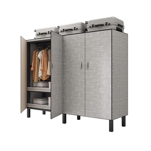 Armario de Tela para Ropa Resistente con Puerta Magnética Armario de Ropa para Dormitorio Pequeño Fácil de Montar para Dormitorios y Apartamentos(Chrome)