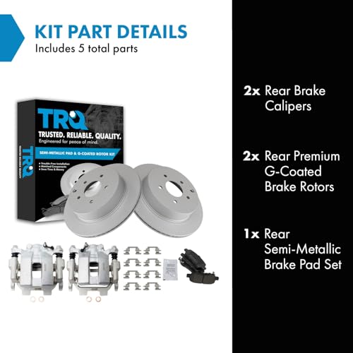 Image of TRQ Rear Brake Pad and Rotor Set Semi Metallic Coated Vented Rotors