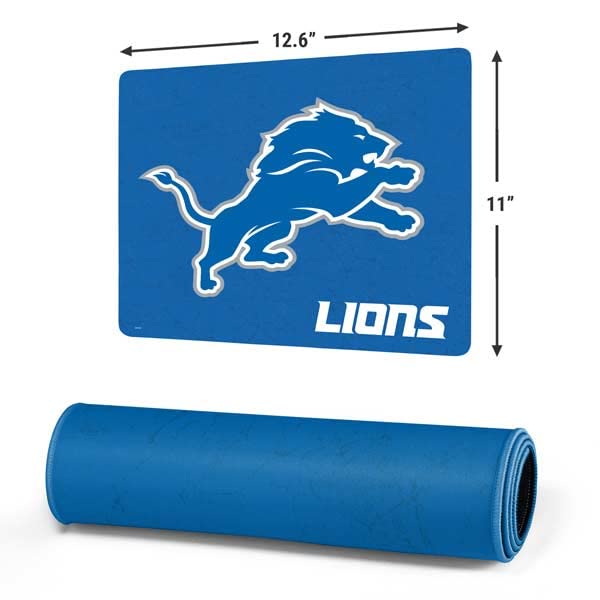 Skinit Small Gaming Mouse Pad - Officially Licensed Detroit Lions Distressed Design with Stitched Edges, Waterproof, Non-Slip Rubber Base, Desk Mat for Keyboard & Mouse, 12.6