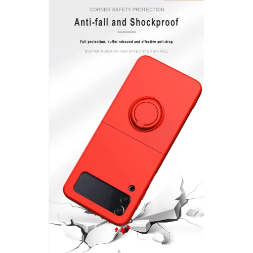 Capa de telefone de silicone líquido de luxo para Samsung Galaxy Z Flip3 5G Suporte magnético de ded