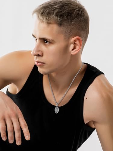 U7 Soccer Necklace for Men Football Baseball Basketball Stainless Steel Chain in Gold Silver Black Color, Shoes Pendant Necklaces for Gym Sport Players Hip Hop Jewelry, 22 Inch3