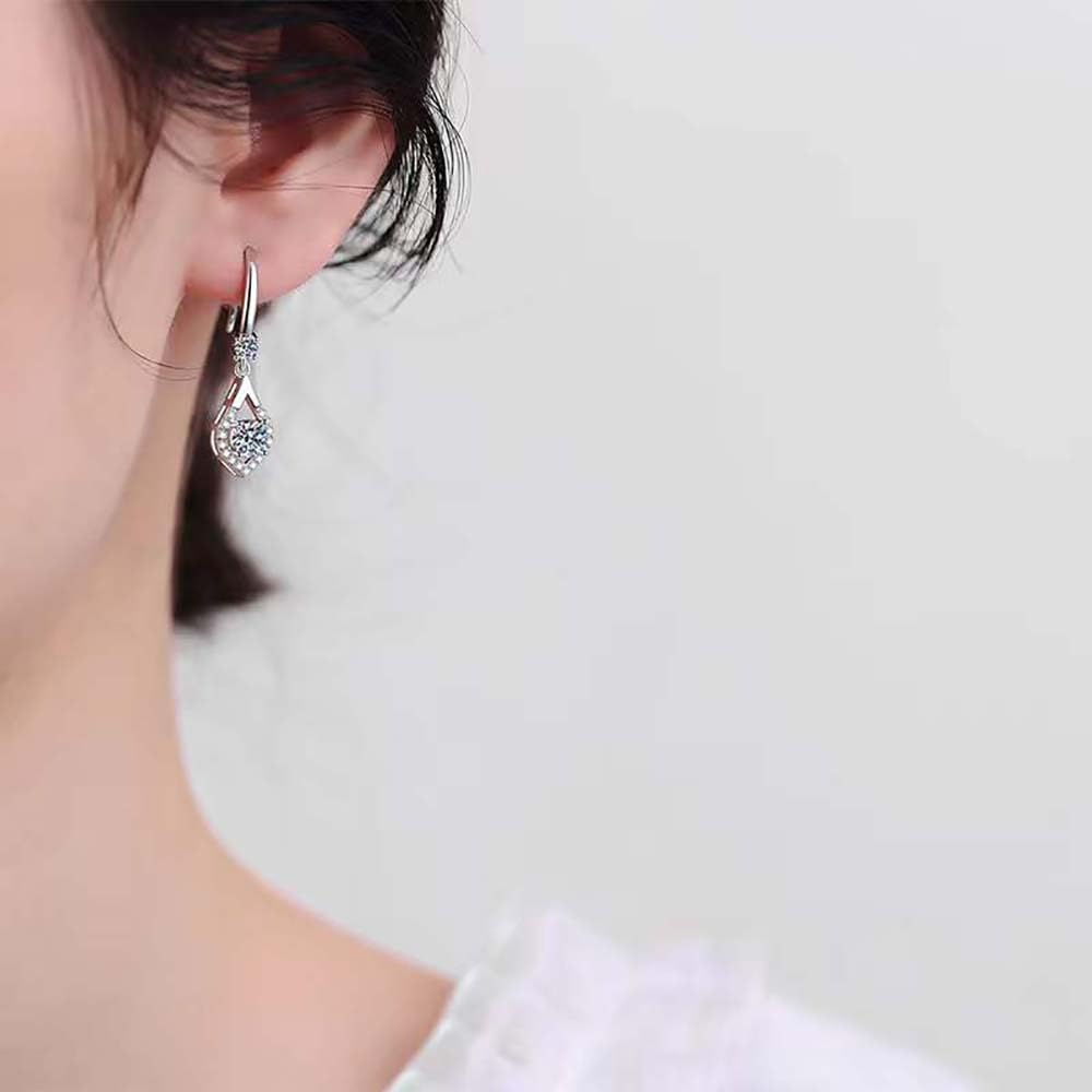 Moissanite Drop Ohrringe Sterling Silber Shining Ohrhaken für Frauen Mama Ihr sie