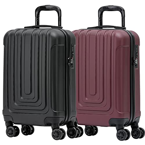 Flight Knight Premium Set of 2 Lightweight Cabin Suitcase - 8 Spinner Wheels - Built-in TSA Lock & USB Port - Luggage Approved for Over 100 Airlines Including easyJet, Ryanair & Jet2-55x35x20cm