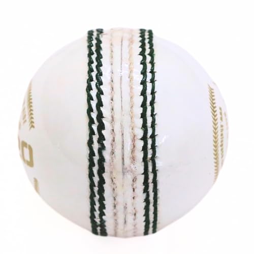 Image of KHELSPACE KS-20 Leather White Cricket Ball | Hand-Stitched | Professional Grade | Ideal for Day /Night Matches, Practice & Tournaments (1)