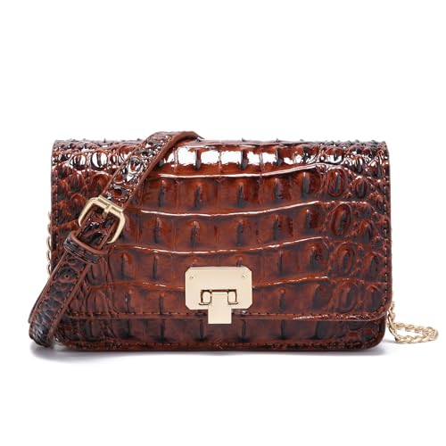 Image of Makcr Joacbv Small Crocodile Crossbody Cell Phone Purse for women Vegan Leather Clutch Wallet with Leather Shoulder Strap | Small