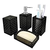 Seeatoo Bathroom Accessory Set, 4 PCS Black Bathroom Accessories Set, Soap Dispenser and Toothbrush...