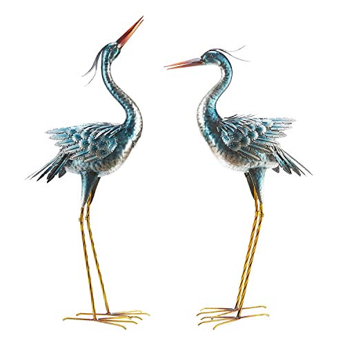 chisheen Crane Garden Statue Metal Heron Statue Outdoor Decorative Bird Decor for Lawn, Patio, Porch and Home, Set of 2 - Thumbnail 7