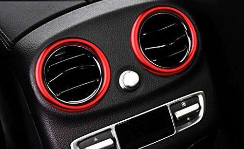 Ijdmtoy 7Pc Sports Red Aluminum Air Conditioner Vent/Opening Outer Trim Decoration Covers Compatible With 2015-2021 Mercedes W205 C180 C250 C300 C350 C400 C63 Amg, 2016-2022 Glc Class, Etc #TOP4
