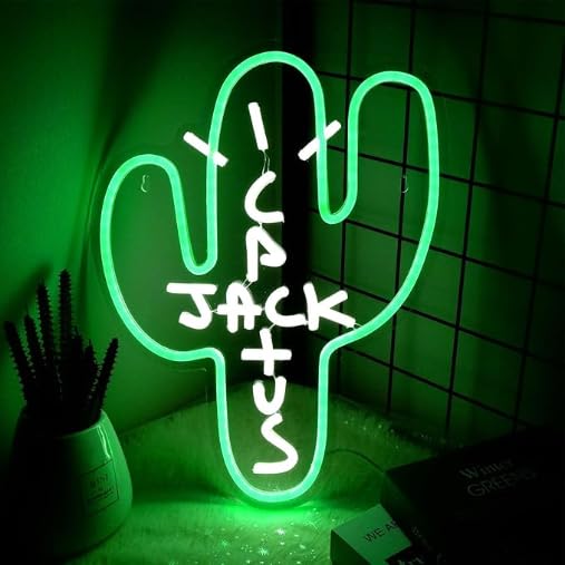 eoxuefo Cactus Neon Sign - Dimmer Neon Signs for Wall Decor 15.7 X 11.8 Inch, USB Powered Coloured LED Neon Lights for Party, bar, Family Gathering, Candy Shop Art Decoration,Game Room(Green）