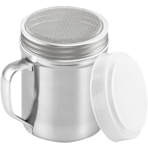 Image of CUSINIUM Powdered Sugar Shaker Duster - With Handle - Cinnamon Shaker For Coffee Bar - Fine Mesh Dredge - 10 ounce | Style: Fine