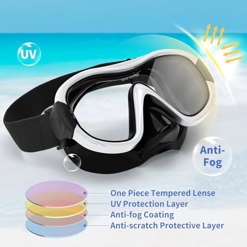 Image of Diving Mask , Professional Anti-Fog Snorkel Goggles, Anti-Leak Swim Mask with Soft Adjustable Strap & Mesh Bag, Earplug