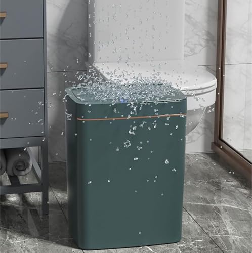 Image of House of Quirk Plastic Automatic Bathroom Trash Can, Smart Garbage Can with Lid Small Bin, Motion Sensor BIN Touchless, Kitchen Trash Can Slim Waste Basket (18Litre, Green)