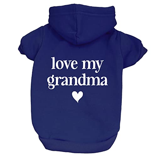 Love My Grandma Mother's Day, Valentine's Day Dog Hoodie Fleece Lined Pullover Sweatshirt with Leash Hole (Royal Blue, X-Large 399)