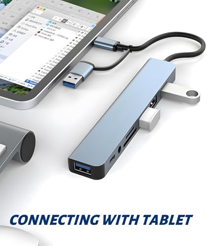 Image of 8-in-1 USB C Hub, USB Hub for Laptop, SD Card Reader, Docking Station for MacBook, PC, Multi USB Port Hub, Type C Hub, USB Extension, Card Reader