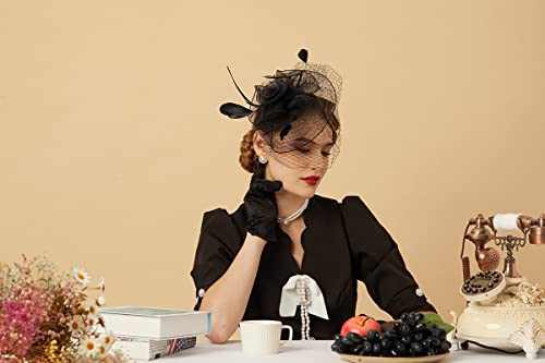 Cizoe Fascinators Hats 20s 50s Hat Pillbox Hat Cocktail Tea Party Headwear with Veil for Girls and Women