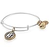 Alex and Ani Women's Initial J II Bangle Two Tone Bracelet, Rafaelian Silver