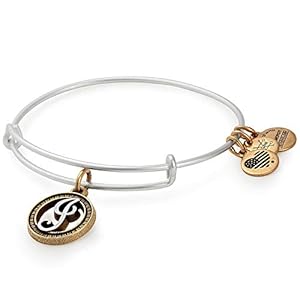 Alex-and-Ani-Womens-Initial-J-Charm-Bangle Alex and Ani Women's Initial J II Bangle Two Tone Bracelet, Rafaelian Silver