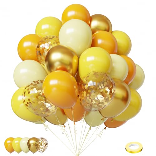 Lukiituke Yellow Balloons 60Pcs Pastel Yellow Party Balloons 12in Light Yellow Latex Balloon for Honeybee Theme Sunflower Birthday Wedding Party Decorations