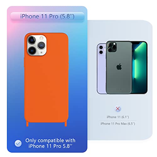Image of Compatible with iPhone 11 Pro Case with Lanyard Crossbody iPhone Case with Strap Adjustable Shockproof Drop Protection Silicone Phone Cover for iPhone 11 Pro 5.8'' Neon Orange