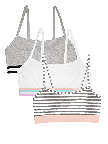 Image of Fruit of the Loom Girls' Cotton Spaghetti Strap Sport Bra | Spaghetti Strap Tween Bra, First Starter Bra for School Sports & Dance Pull-Over & Tagless Girls 8-10 10-12 12-14 14-16