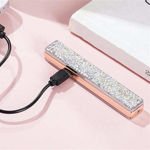 Encendedor eléctrico con diseño de cristales rosas miniatura 5