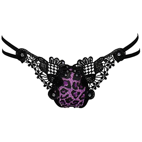 ONE LIMITATION(ワン リミテーション) ヒョウ柄 Tバック 紐パン ショーツ パンツ 下着 ランジェリー レディース PT008 (4.パープル)のサムネイル