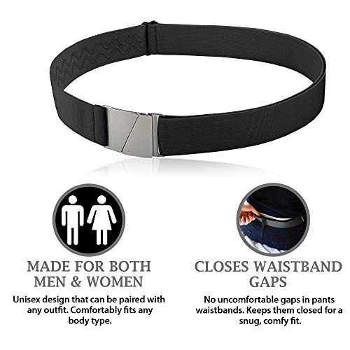 One-Belt No Show Invisible Elastic Belts For Women & Men Non Slip Fits Waist Upto 50 Inch. (Black) #TOP2