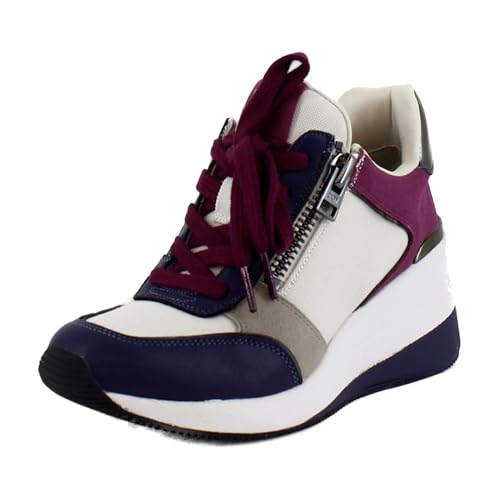 Image of DKNY Women's Kaden Lace Up Wedge Sneaker with Side Zipper