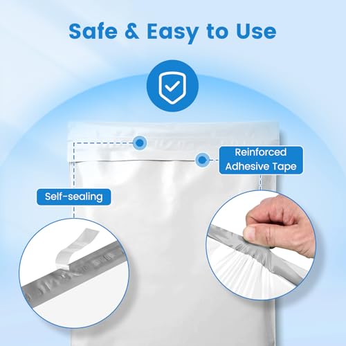 Image of Metronic Large Poly Mailers 14.5x19 Inch 400PC Shipping Bags for Business | Bulk Self Seal Mailers Poly Bags for Clothes Waterproof Shipping Envelopes Mailing Package Bags for E-commerce Sellers White