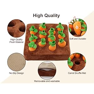 Interactive Dog Toyssqueak Carrot Snuffle Mat for Dogs Plush Puzzle Toys 2 in 1 Nonslip Nosework Feed Games for Pet Stress Relief with 12 Carrots  Cucciolini Doodles Interactive dog toyssqueak carrot snuffle mat for dogs plush puzzle toys 2 in 1 non slip nosework feed games for pet stress relief with 12 carrots   cucciolini doodles