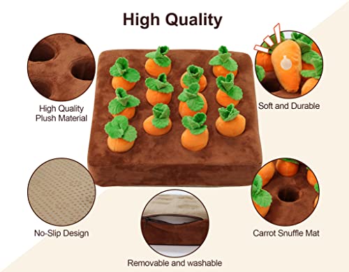 Interactive Dog Toyssqueak Carrot Snuffle Mat for Dogs Plush Puzzle Toys 2 in 1 Nonslip Nosework Feed Games for Pet Stress Relief with 12 Carrots  Cucciolini Doodles Interactive dog toyssqueak carrot snuffle mat for dogs plush puzzle toys 2 in 1 non slip nosework feed games for pet stress relief with 12 carrots   cucciolini doodles