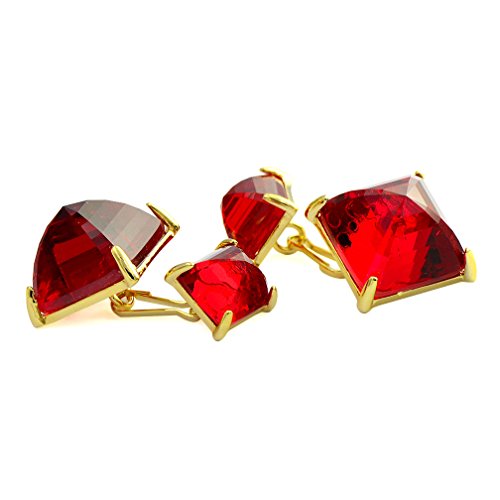 ENVIDIA Gold Chain Link Cufflinks Red Crystal Luxury Cufflinks Wedding Business 1 Pair Set with Gift Box