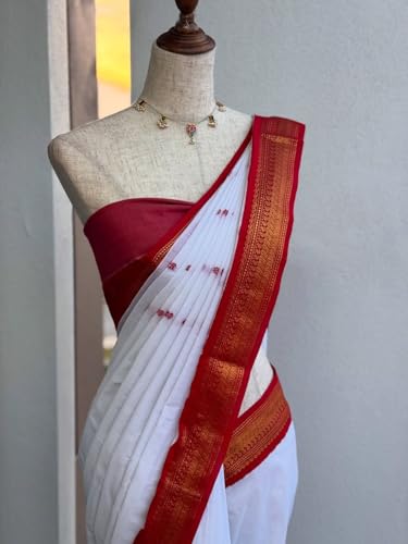 Image of South Cotton Gadwal Saree for Women | Celebrity Inspired Traditional Ethnic Wear | Chettinad & Kalyani Cotton Sarees | Soft Cotton Saree with Blouse Piece