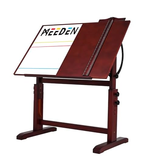 MEEDEN Mesa de dibujo de madera, 90 x 60 cm, mesa de dibujo artística, mesa de artesanía con altura ajustable, mesa de estudio para obras de arte, escritura, lectura