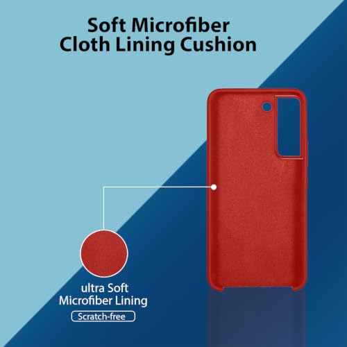 Image of LIRAMARK Liquid Silicone Soft Back Cover Case for Samsung Galaxy S21 (Red)