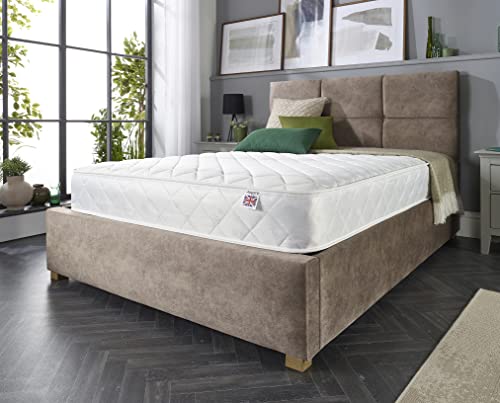 Aspire Beds Double Comfort Layers & AC Aspire-Cool Touch Diamond Tile Sleep Surface Foam Free Bonnell Sprung Value Mattress, White Border, 3ft Single (3ft x 6ft3)